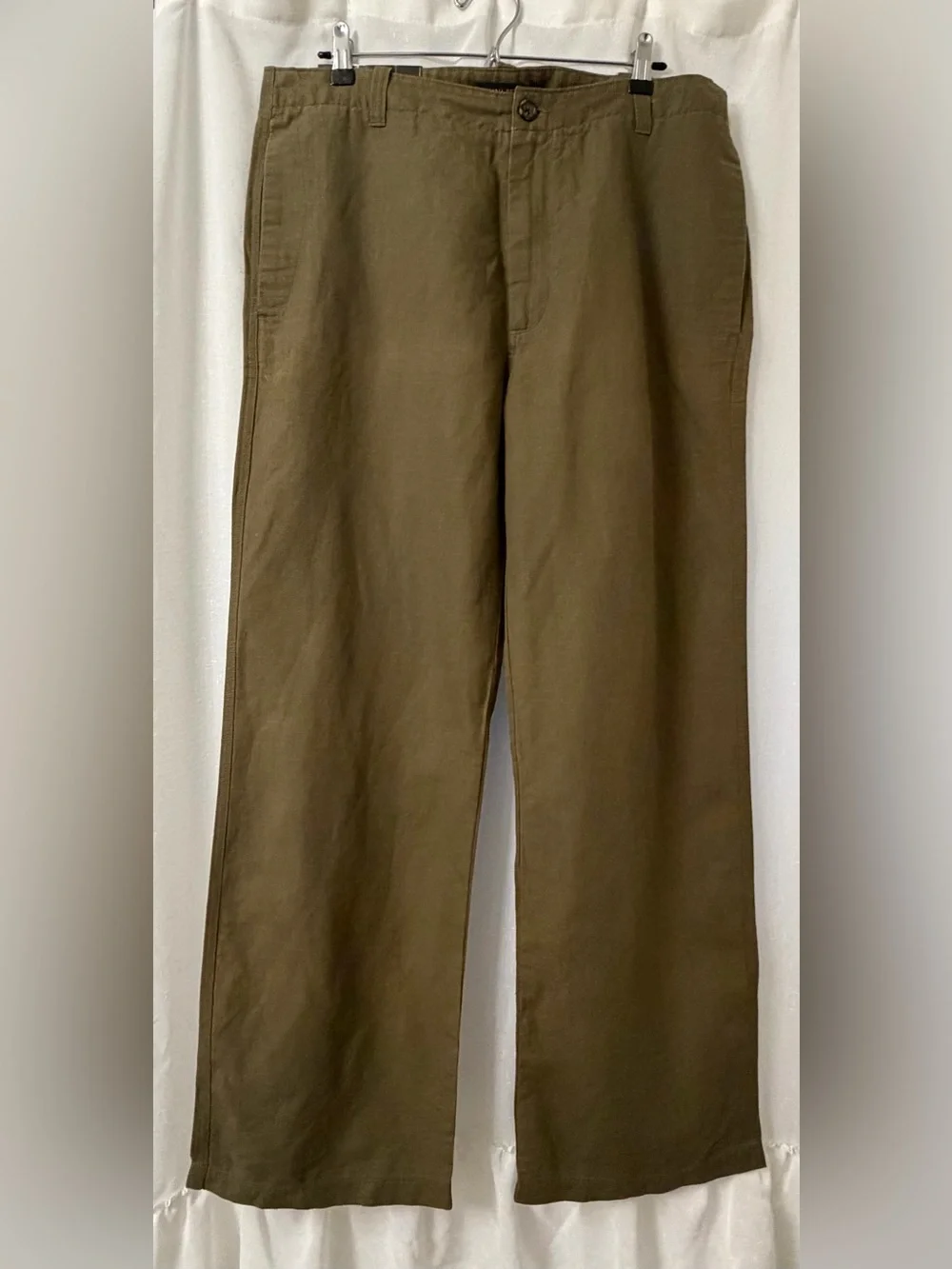 Banana Republic OLIVE GREEN Linen-Cotton Trousers - Size 36/32 - NWT
